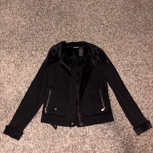 Harley-Davidson Black Faux Fur Collar Leather Jacket